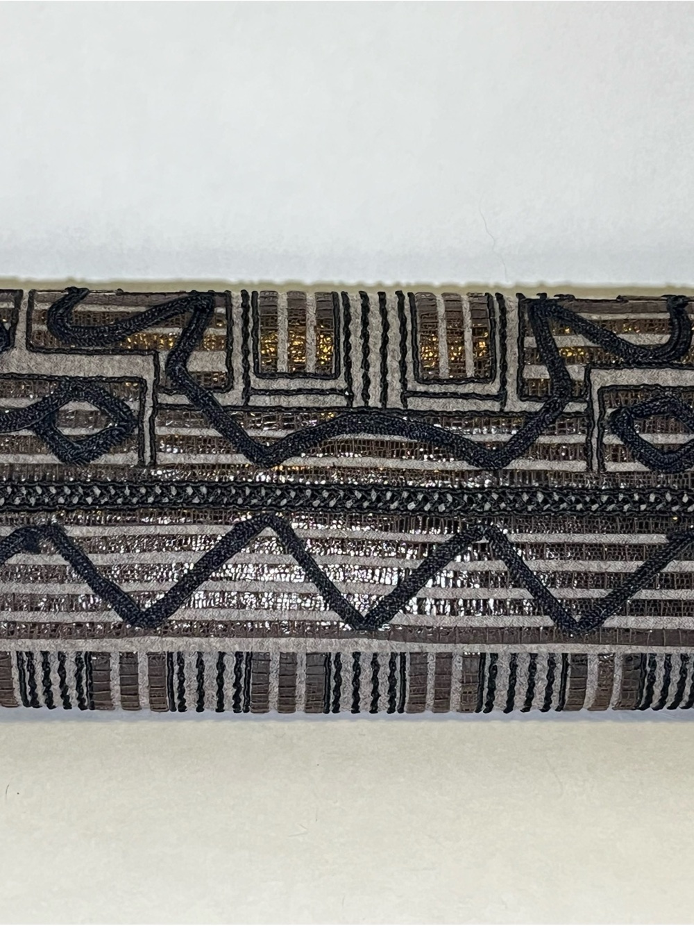 Oscar de la Renta Vintage Embroidered Clutch Crossbody Detachable Chain Made USA